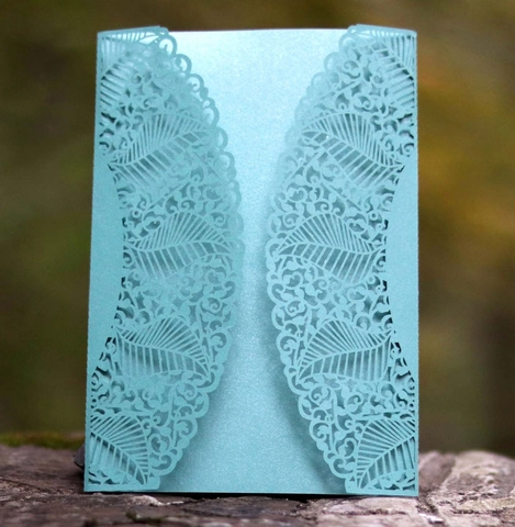 Elegante Lasergeschnittene Hochzeitseinladungen Hohle Spitze Grußkarten Mit Schleife Für Hochzeitsfeier Papierkarten