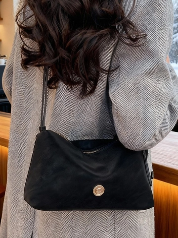 Sac Cabas Rétro en Cuir PU pour Femmes Grande Capacité Sac à Bandoulière Minimaliste pour Bureau et Quotidien