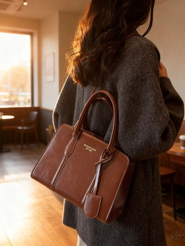 Borsa a Tracolla da Donna in Pelle PU Smerigliata Vintage Borsa a Mano Quadrata Semplice di Grande Capacità Borsa a Tracolla Retro