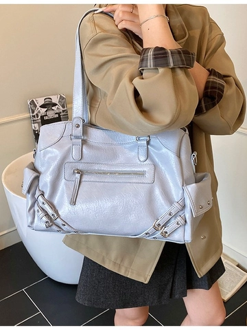 Borsa Tote Vintage Grande Capacità per Donna in Pelle PU Borsa a Tracolla Multi-Tasca Borsa Casual alla Moda Borsa a Mano per Pendolari