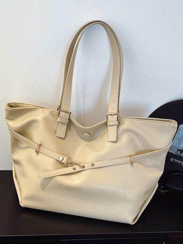 Borsa Tote Retro Grande Capacità da Donna Borsa a Spalla in Pelle PU Moda Cuciture Borsa Sottobraccio Casual da Pendolare
