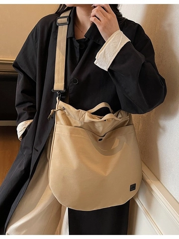 Sac Seau en Toile Grande Capacité pour Femmes Sac à Main Décontracté Bandoulière Réglable Sacoche Multi Poches Commuter