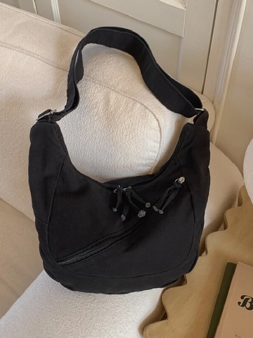 Women's Casual Canvas Dumpling Shoulder Bag Large Capacity Solid Color Hobo Crossbody Bag Stylish Commuter Bag For Daily Use