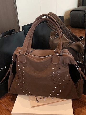 Borsa Tote Alla Moda Con Rivetti Per Donna Borsa A Tracolla In Ecopelle Di Grande Capacità Borsa A Mano Retrò Per Pendolari
