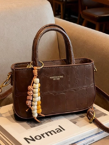 Borsa a Tracolla in Pelle PU Goffrata a Coccodrillo Retro per Donna Borsa Quadrata Vintage Con Tracolla Regolabile Lavoro Quotidiano