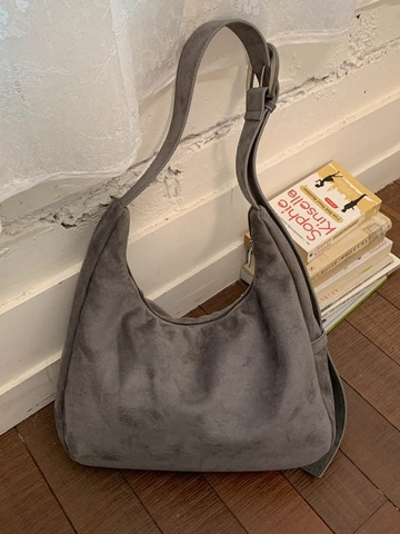 Borsa Hobo da Donna in Pelle PU Scamosciata Grande Capacità Retro Minimalista Sottobraccio Spalla Tracolla per Pendolare