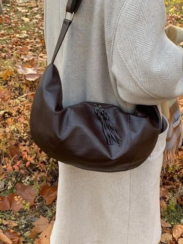 Borsa a Tracolla Hobo da Donna in Pelle PU di Grande Capacità Borsa a Spalla Piegata Dumpling Con Cerniera a Nappina Tracolla Larga Regolabile Moda Casual