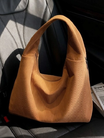 Bolso Tote de Pana de Gran Capacidad para Mujer Casual Retro Color Sólido Bolso de Hombro Hobo para Uso Diario Viajes Compras
