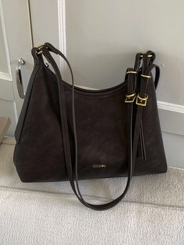 Bolso de Hombro de Cuero PU Vintage para Mujer Gran Capacidad Bolso Hobo Dumpling Casual Bandolera Color Sólido Tote