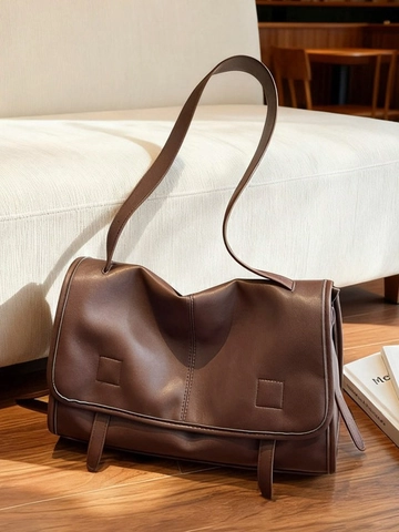Borsa a Spalla in Pelle PU Vintage per Donna Borsa Messenger Retrò Grande Capacità Borsa a Tracolla Sottoascella Moda
