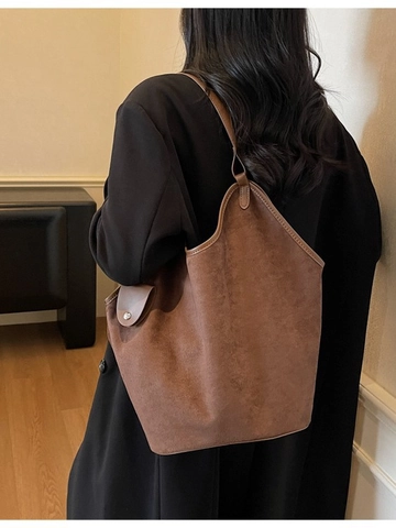 Borsa Tote in Pelle PU Opaca Vintage di Grande Capacità Per Donna Borsa a Spalla Minimalista Con Sotto-Borsa Elegante Borsa