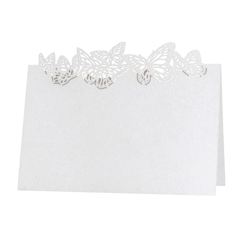 Marque-places Papillon Découpe Laser Papier Perlé Cartes de Table Pour Décoration de Mariage Banquet Fête