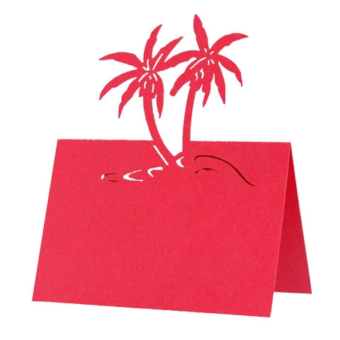 Laser Cut Coconut Tree Wedding Place Cards Tropical Palm Tree Name Cards For Banquet Party Decorations Pearl Paper Seat Card