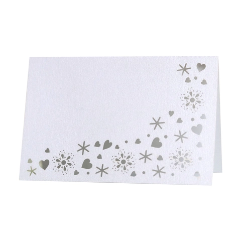 Marque-places Cœur Flocon de Neige Découpés au Laser Papier Nacré Cartes de Table pour Décoration Mariage Fête Cartes de Vœux