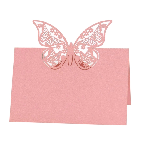 Marque-places de Mariage Papillon Découpe Laser Papier Nacré Cartes de Nom Creuses Décorations de Table de Banquet Fête