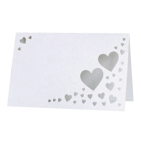 Marque-places Coeur Creux Découpe Laser Papier Nacré Cartes de Nom de Mariage pour Fête Banquet Événement Table Décoration