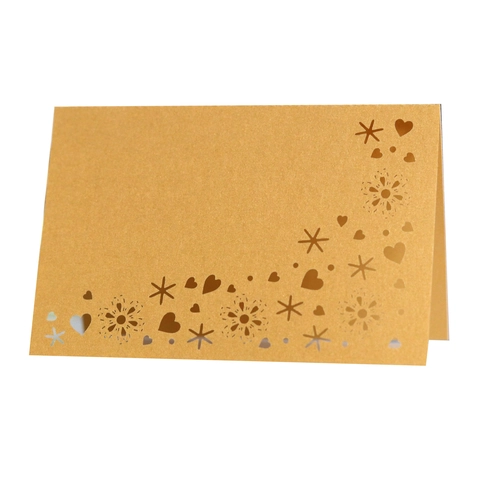 Marque-places Cœur Flocon de Neige Découpés au Laser Papier Nacré Cartes de Table pour Décoration Mariage Fête Cartes de Vœux