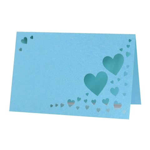 Marque-places Coeur Creux Découpe Laser Papier Nacré Cartes de Nom de Mariage pour Fête Banquet Événement Table Décoration
