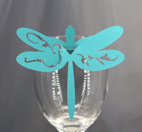 Libellula Taglio Laser Cavo Calice da Vino Segnaposto Carta Perlata Biglietti da Visita Matrimonio Banchetto Festa Decorazione Tavolo