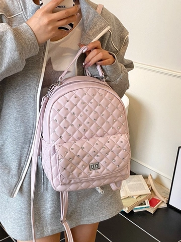 Zaino Mini Trapuntato con Strass da Donna in Pelle PU a Rete Diamantata Piccola Borsa a Tracolla Zaino Casual da Viaggio Donna