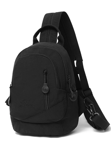 Mini Mochila de Lona Casual para Mujer Bolso de Pecho Multifuncional Bordado Hidrófugo Multibolsillo Outdoor Daypack