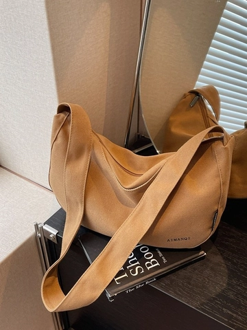 Bolso Bandolera de Lona de Color Sólido Casual para Mujer Minimalista Gran Capacidad Plisado Bolso Dumpling Hobo