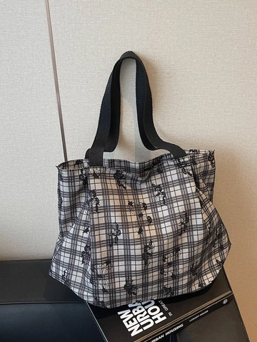 Borsa Tote in Tela di Grande Capacità per Donna Moda Floreale Pizzo Quadri Borsa a Tracolla Casual Versatile Pendolarismo Borsa a Mano