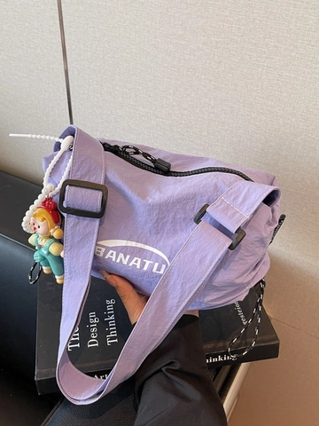 Sac à Épaule en Nylon pour Femmes Sac Crossbody Décontracté Dumpling Avec Pendentif Cartoon Impression Lettre Grande Capacité