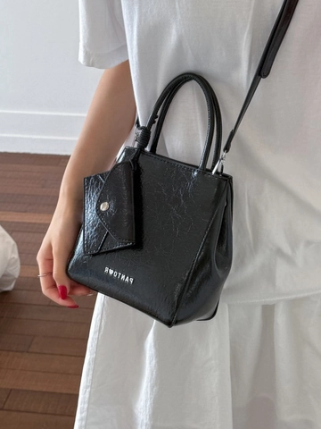 Borsa a Spalla da Donna in Pelle PU Increspata Alla Moda Borsa a Secchiello Piccola Minimalista a Tracolla Con Mini Pochette