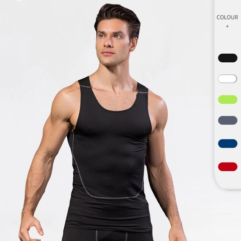 Men's Professional Compression Tank Top Quick Dry Elastic Sports Vest For Gym Fitness Basketball Training Sleeveless Top