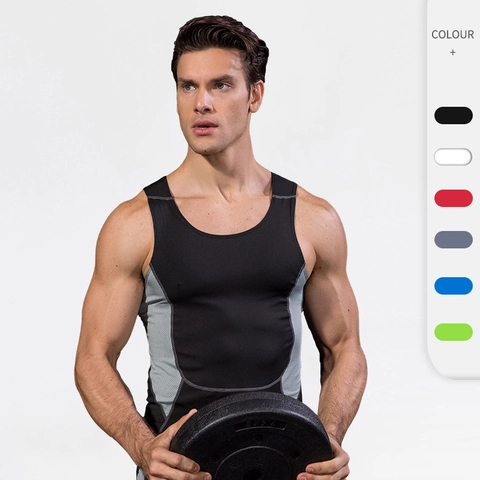 Men's Compression Vest Sleeveless Quick Dry Gym Fitness Tank Top Sports Base Layer Tight Running Undershirt