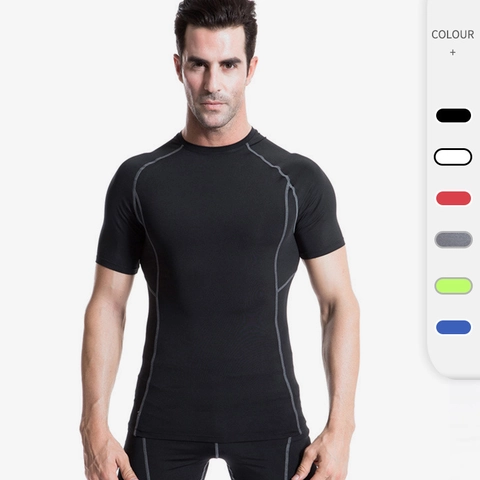 Heren Sport Compressie T-Shirt Korte Mouw Sneldrogend Hoge Elasticiteit Sport Base Layer Top Voor Fitness Gym Hardlopen