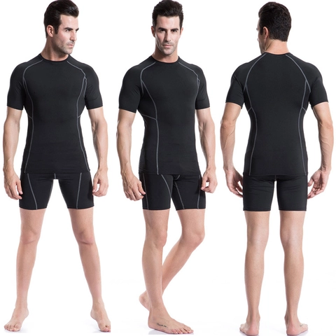 Heren Sport Compressie T-Shirt Korte Mouw Sneldrogend Hoge Elasticiteit Sport Base Layer Top Voor Fitness Gym Hardlopen