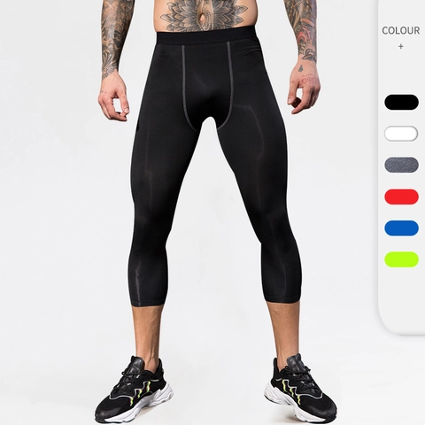 Pantalon de Compression Athlétique pour Hommes Haute Élasticité Séchage Rapide Collants de Sport pour Course Fitness Gym Base Layer