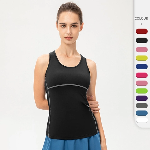 Women Slim Fit Quick Dry Athletic Tank Top Racerback Sleeveless Sports Vest For Running Yoga Gym Workout Professional Wear