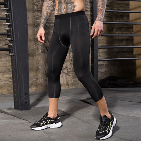 Pantalon de Compression Athlétique pour Hommes Haute Élasticité Séchage Rapide Collants de Sport pour Course Fitness Gym Base Layer