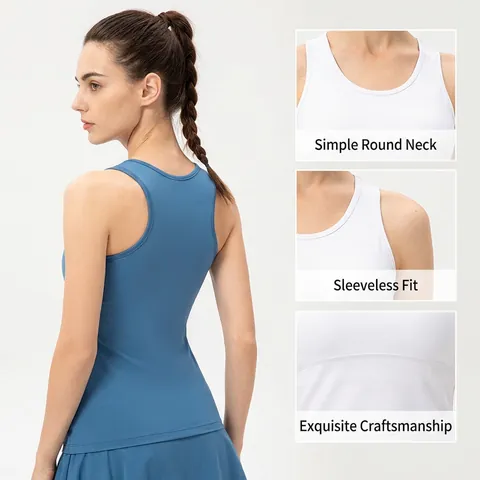 Women Slim Fit Quick Dry Athletic Tank Top Racerback Sleeveless Sports Vest For Running Yoga Gym Workout Professional Wear