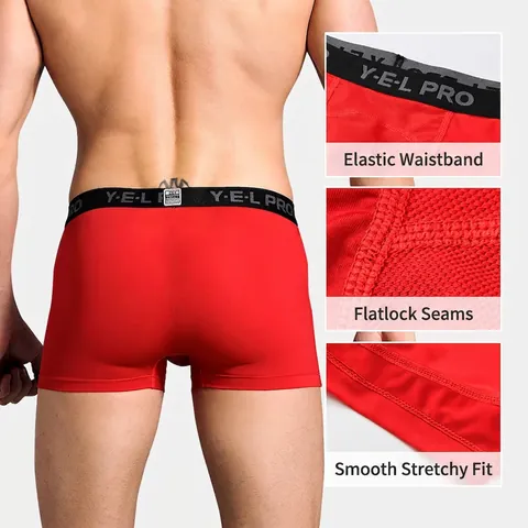 Herren Sport Boxershorts Schnelltrocknend Atmungsaktiv Eisseide Unterwäsche Hohe Elastizität Laufen Gym Fitness Trunks