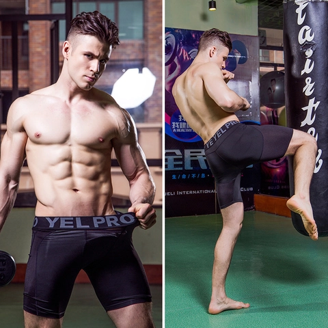 Herren PRO Sport Kompressions-Shorts Hochelastisch Schnelltrocknend Fitness Laufshorts Mesh Atmungsaktiv Enge Trainingshose