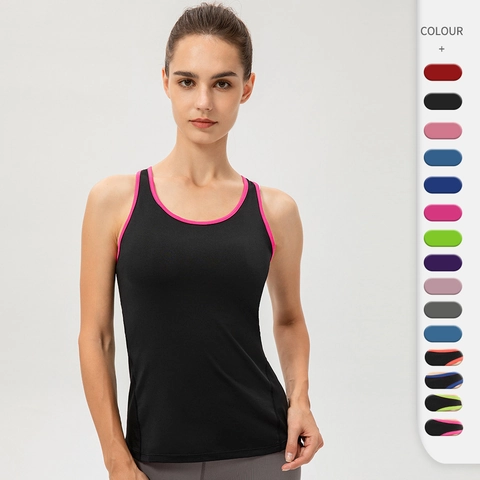 Débardeur de Sport pour Femmes Polyester Élasthanne Dos Nageur Séchage Rapide Coupe Ajustée Sans Manches Yoga Fitness Top