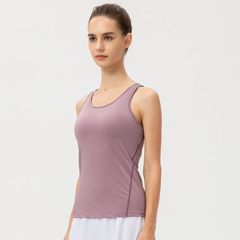 Débardeur de Sport pour Femmes Polyester Élasthanne Dos Nageur Séchage Rapide Coupe Ajustée Sans Manches Yoga Fitness Top