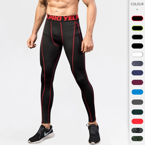 Men Performance Compression Sport Leggings Quick Dry High Elastic Fitness Running Tights Breathable Athletic Training Pants