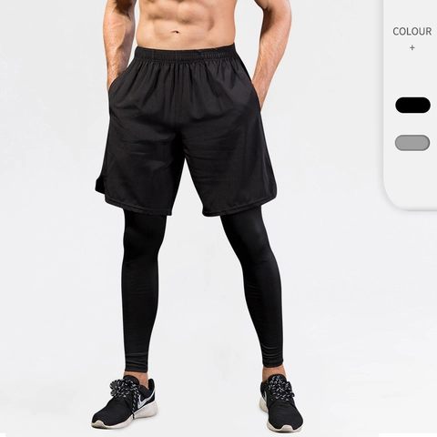 Herren 2-in-1 Sporthose Schnelltrocknend Hochelastisch Fitness Kompressionshose Mit Taschen Laufen Training Jogginghose