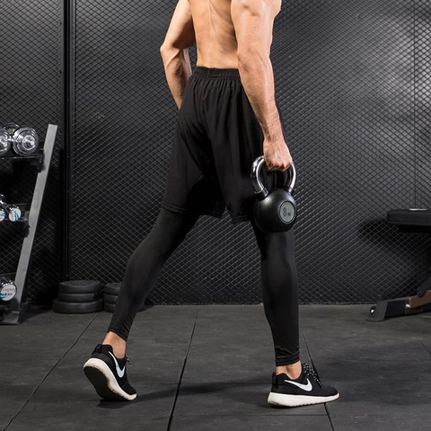 Herren 2-in-1 Sporthose Schnelltrocknend Hochelastisch Fitness Kompressionshose Mit Taschen Laufen Training Jogginghose