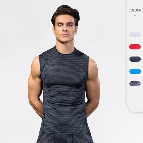 Canotta a Compressione da Uomo con Stampa 3D Senza Maniche Asciugatura Rapida Canotta Sportiva Fitness ad Alta Elasticità Bodybuilding