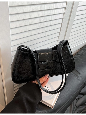 Borsa a Tracolla da Donna in Pelle PU Increspata Borsa Sottobraccio con Fiocco Retro Minimalista Borsa Hobo Casual Quotidiana