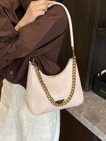 Borsa a Spalla da Donna Trapuntata in Pelle PU Catena d'Oro Hobo Borsa Sotto l'ascella Crossbody Pendolare Borsa Moda Donna
