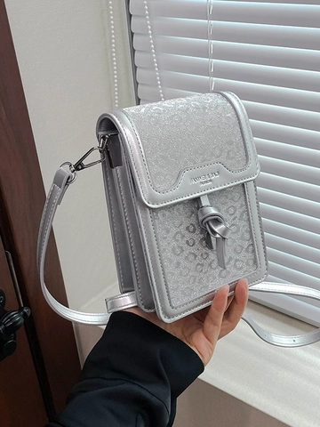 Petit Sac Carré de Nouveau Style Chinois pour Femmes Sac pour Téléphone à la Mode en Cuir PU avec Motif Tissé Bandoulière