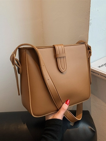 Bolso de Cubo de Cuero PU Vintage para Mujer Gran Capacidad Bolso de Hombro Bandolera Moda Conmutador Diario Bolso de Mano Versátil Color Sólido
