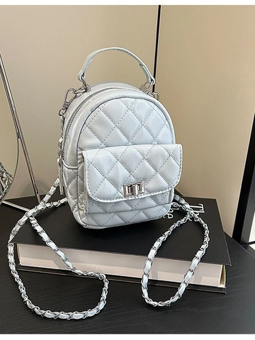 Women Quilted Mini Backpack PU Leather Chain Strap Crossbody Bag Casual Fashion Small Rucksack Turn Lock Shoulder Bag